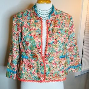Cynthia Steffe cropped blazer size 12 multi color